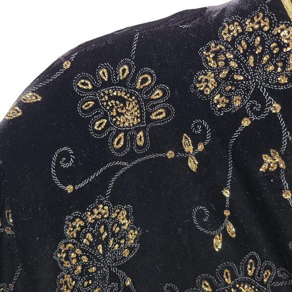 RK Evening Womens Black Metallic Gold Velvet Button Jacket SZ 22W Whimsigoth VTG - Picture 5 of 11